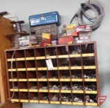 Hardware organizer with contents, 40 compartment, mounted to wall, buyer to remove