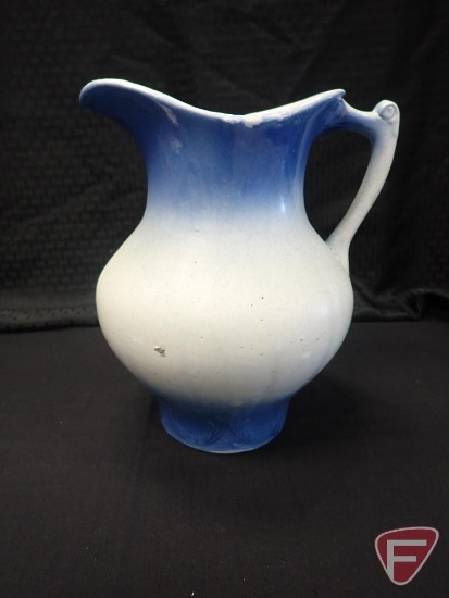 Diffused blue pitcher, 11'h