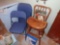 FOLDING CHAIRS, CLOTHES PINS, HIGH CHAIR AND PICTURES
