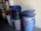 QTY OF 5 GALLON PAILS & POLY GARBAGE BINS