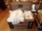 VINTAGE STEAMER TRUNKS WITH VINTAGE CLOTHING; THIS LOT IS LOCATED