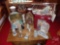 RELIGIOUS ITEMS: ROSARIES, PENDANTS, FIGURINES. ALL ON TOP OF CABINET