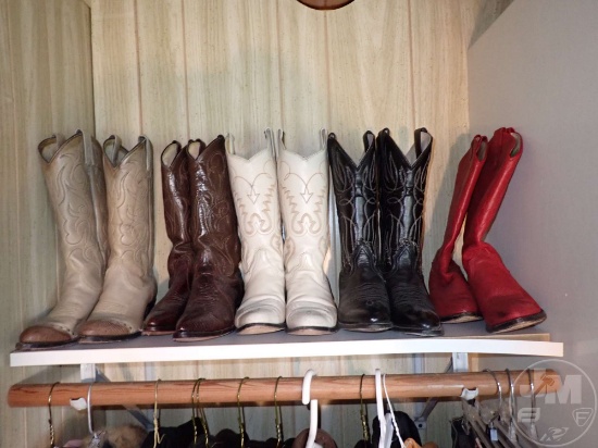 COATS AND JACKETS, LADIES PANTS, (13) PAIRS OF LADIES BOOTS,