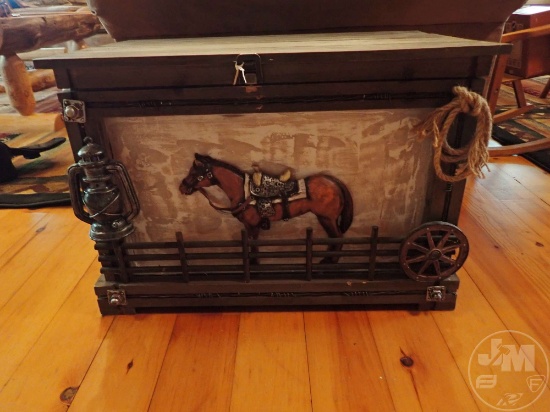 WESTERN THEMED HINGED TOP CHEST 24"W X 15"D X 17"H,