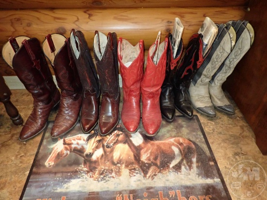 LADIES WESTERN BOOTS, SIZES 5 1/2 - 7, 5 PAIRS;