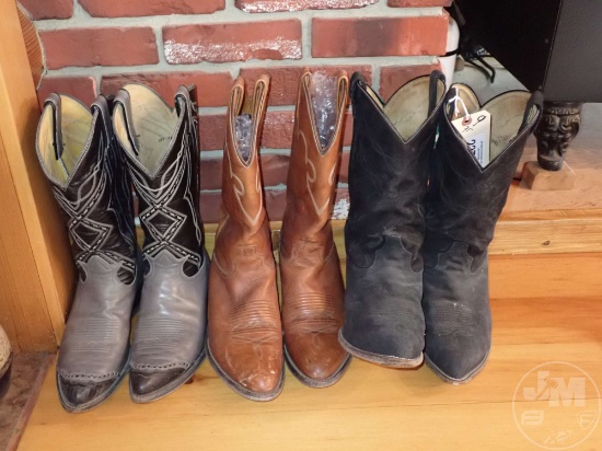 MEN'S WESTERN BOOTS, SIZES 10 -11, 9 PAIRS