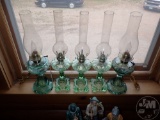 (3) OIL LAMPS, (2) ELECTRIC LAMPS. 5 PCS