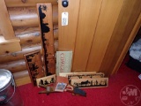 WESTERN-THEMED SIGNS, BOOT JACKS, MUSICAL FIGURINE. 10 PCS