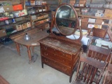 VINTAGE DRESSER AND DROP LEAF TABLE, DRESSER IS 38