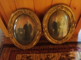 (2) VINTAGE PHOTOS IN VINTAGE OVAL CONVEX GLASS FRAMES, 25