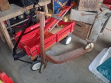 FLEXIBLE FLYER WAGON WITH VINTAGE METAL SCOOTER AND SHOVELS