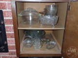 CLEAR AND CUT GLASS, BOTH SHELVES