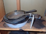 CAST IRON POTS AND PANS, 7 PCS