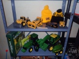 CATERPILLAR AND JOHN DEERE CHECKER SET, OTHER ITEMS, PLASTIC TOYS,