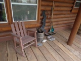 SILOUETTE METAL COWBOY, BROOMS, ROCKING CHAIR, STEPPING STONE, ON DECK