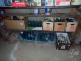 BLUE CANNING JARS AND (1) BOX OF RINGS, BOTTOM SHELF