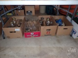 KEROSENE LAMPS, CHIMNEYS, 4 BOXES