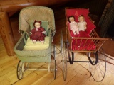 (2) VINTAGE STROLLERS/BUGGIES, DOLLS; THIS LOT IS LOCATED IN THE