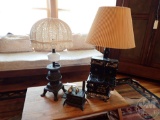 (2) STOVE THEMED LAMPS, TALLEST IS 32