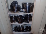 METAL POTS AND PANS, 3 BOTTOM SHELVES