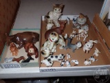 CERAMIC ANIMALS, CAT GLASSES, 3 BOXES