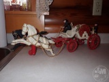 CAST IRON FIRE WAGON WITH HITCH TEAM