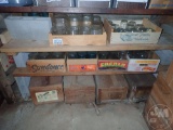 CANNING JARS, PINTS AND QUARTS, BOTTOM 2 SHELVES AND FLOOR