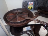 CAST IRON PANS AND BAKEWARE, ON TOP SHELF