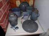 GRAY ENAMELWARE, ALL ON COUNTER