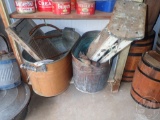 (2) BOILERS, WASHBOARD, STEP STOOL, GARDEN TOOLS