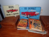 METAL CAR SIGNS, CAR AND MOTORCYCLE BOOKS, LARGEST SIGN IS