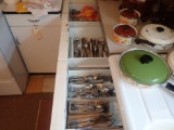 (3) DRAWERS SILVERWARE, KITCHEN UTENSILS