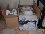 BOX OF CENTURY STONEWARE DISHES, GIBSON CUPS, NON MATCHING