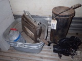 GALVANIZED TUB, GALVANIZED CAN, CORN SHELLER, METAL CAN, CLOTHES WRINGER