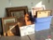 Picture frames, some with pictures, mail organizer