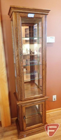 Lighted curio cabinet, 20"w x 14"d x 6't