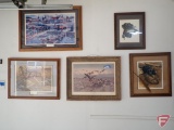 (5) Framed prints: Lakefront Treasury by Ken Zylla, Heartland by Rosemary Millette