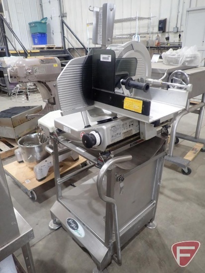 Bizerba meat slicer, model VS12F, 120v, Dilly Buddy rolling cart