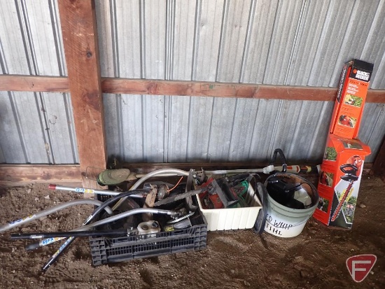 Black & Decker electric hedge trimmer, Stihl cordless trimmer, trim line, misc weed whip parts