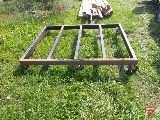 Steel frame with (6) casters, 74"x56"