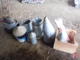 Galvanized items: chicken feeders, pails, pans, funnels, chicken waterer, heated pet dish