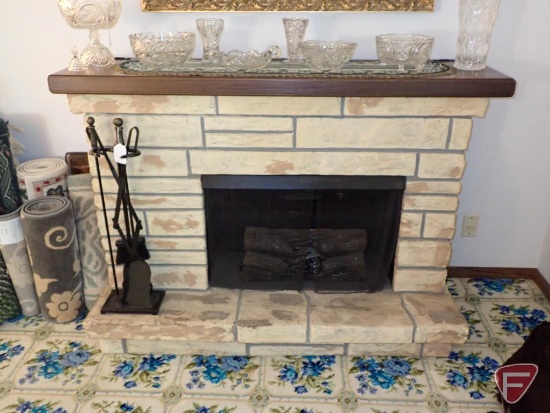 JCPenney electric fireplace 59"w x 21"d x 41"h, fireplace tools