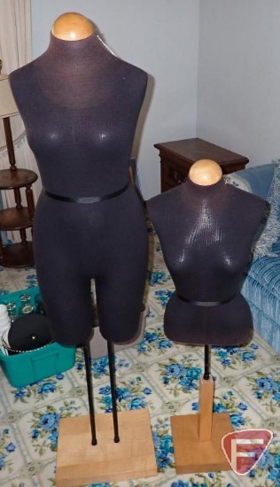 (2) female mannequins on wood base, tallest is 64"h. Both