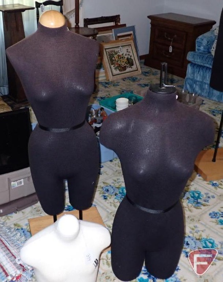 (3) mannequins, one on wood base is 44"h. 3pcs