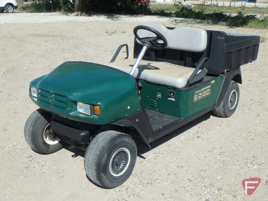 2008 EZ-GO MPT 1200 gas utility vehicle with manual dump box, green, lights, 1,132 hrs.