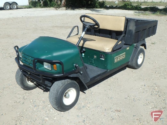 2008 EZ-GO MPT 1200 gas utility vehicle with manual dump box, green, lights, brush guard, 2,576 hrs.