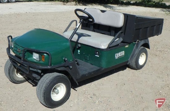 2006 EZ-GO MPT 1200 gas utility vehicle with manual dump box, green, lights, brush guard,