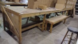 (2) WOODEN WORKSHOP BENCHES