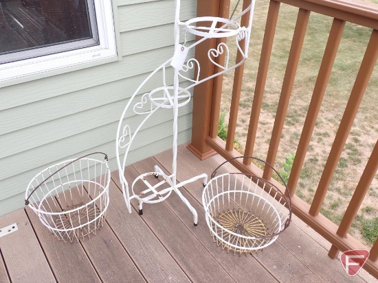 (2) Egg baskets and metal plant stand