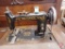 Brunswick vintage treadle sewing machine in cabinet